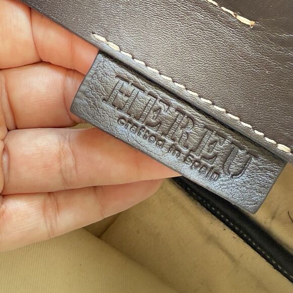 HEREU Studio Cala S Tote Bag In Brown Leather Tan Fabric Rare - Picture 8 of 10